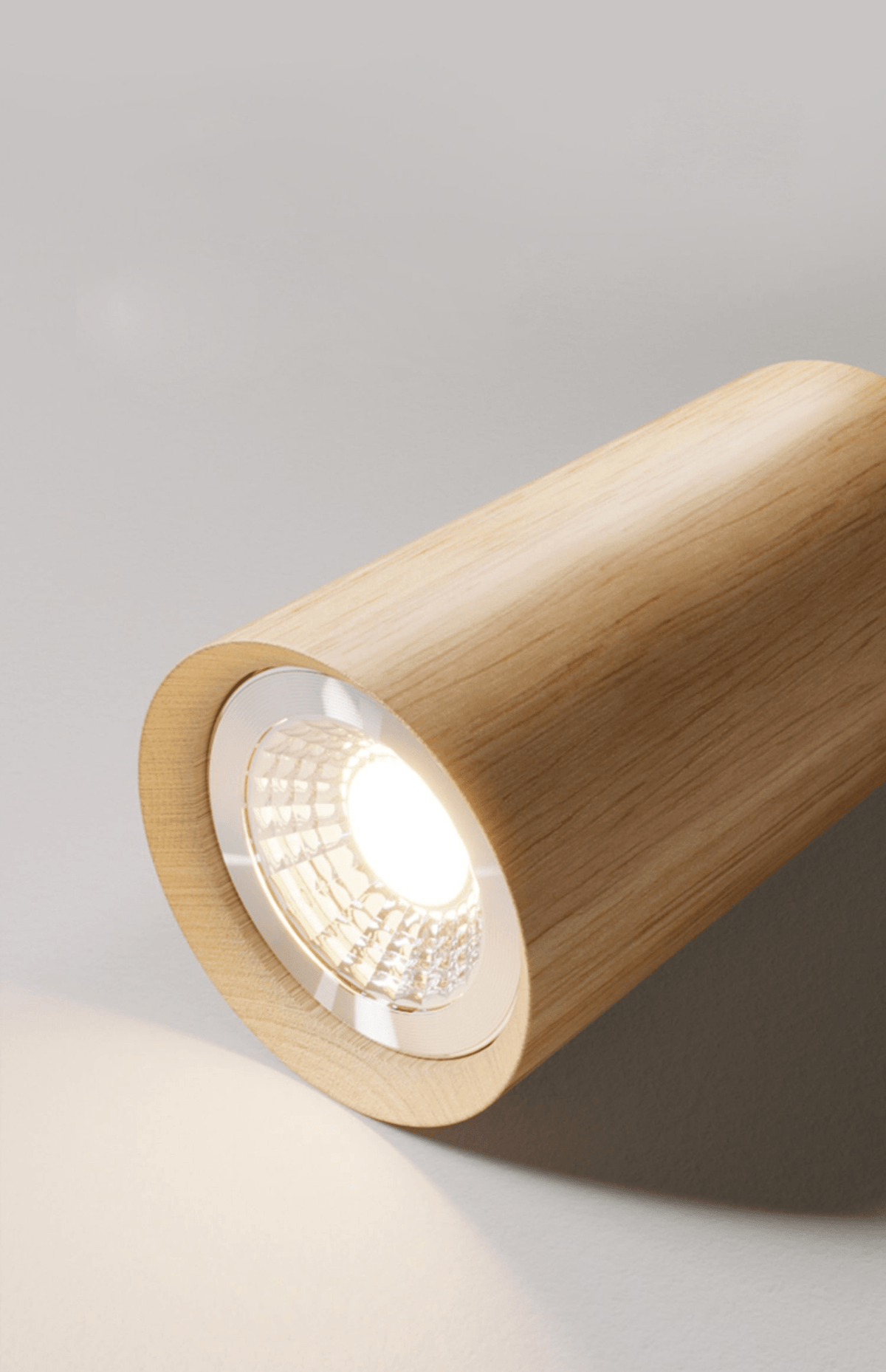Spot de Techo de Madera Maciza Ajustable Blanco Roble Nogal Sala de Estar Dormitorio Foco de Superficie Riel Escandinavo Japandi | Sansoti