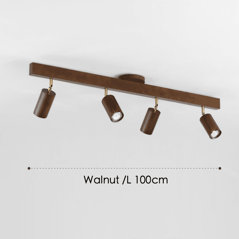 Spot de Techo de Madera Maciza Ajustable Blanco Roble Nogal Sala de Estar Dormitorio Foco de Superficie Riel Escandinavo Japandi | Sansoti