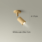 Spot de Techo de Madera Maciza Ajustable Blanco Roble Nogal Sala de Estar Dormitorio Foco de Superficie Riel Escandinavo Japandi | Sansoti