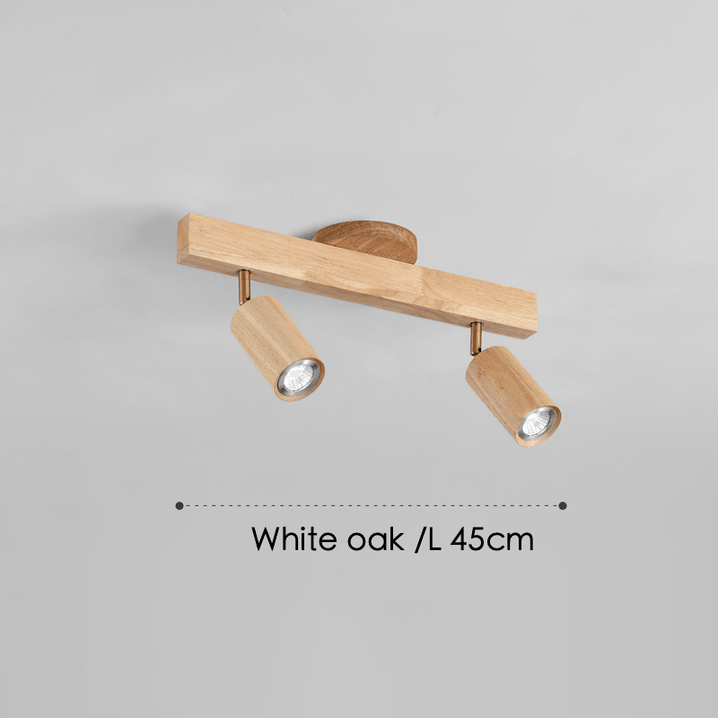 Spot de Techo de Madera Maciza Ajustable Blanco Roble Nogal Sala de Estar Dormitorio Foco de Superficie Riel Escandinavo Japandi | Sansoti