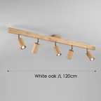 Spot de Techo de Madera Maciza Ajustable Blanco Roble Nogal Sala de Estar Dormitorio Foco de Superficie Riel Escandinavo Japandi | Sansoti