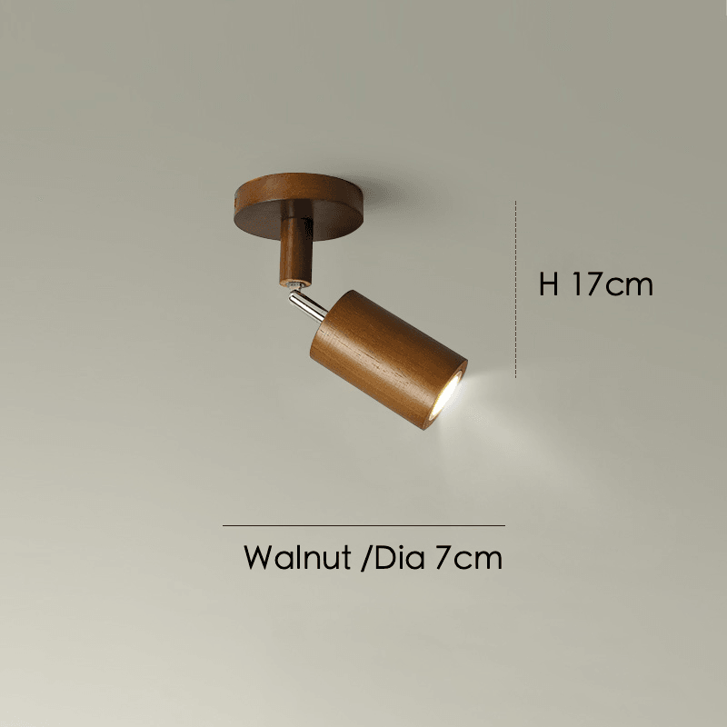 Spot de Techo de Madera Maciza Ajustable Blanco Roble Nogal Sala de Estar Dormitorio Foco de Superficie Riel Escandinavo Japandi | Sansoti