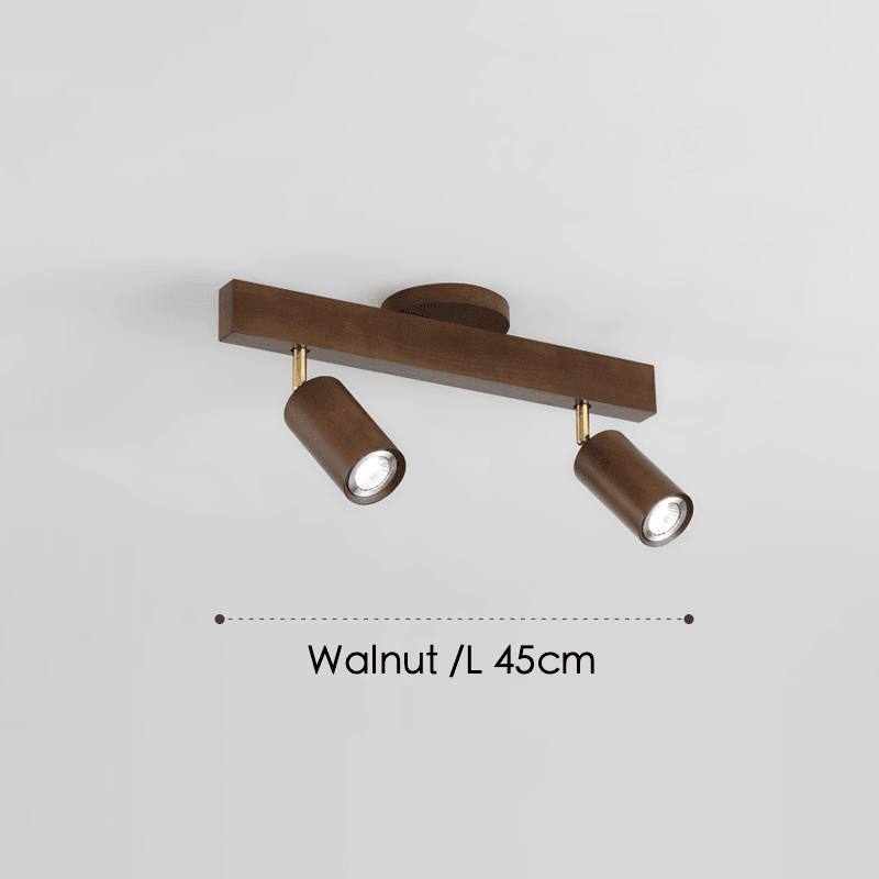 Spot de Techo de Madera Maciza Ajustable Blanco Roble Nogal Sala de Estar Dormitorio Foco de Superficie Riel Escandinavo Japandi | Sansoti