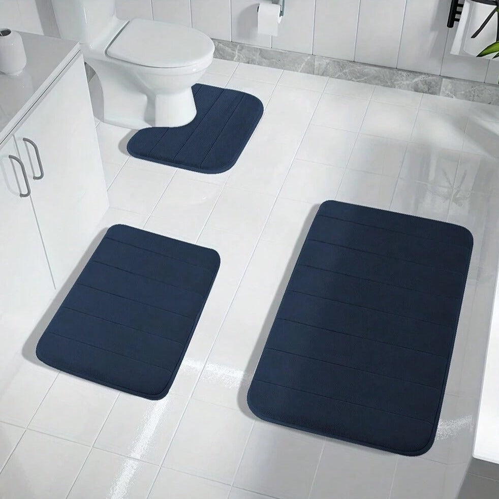 Alfombra de baño antideslizante de espuma viscoelástica - juego de 3 piezas