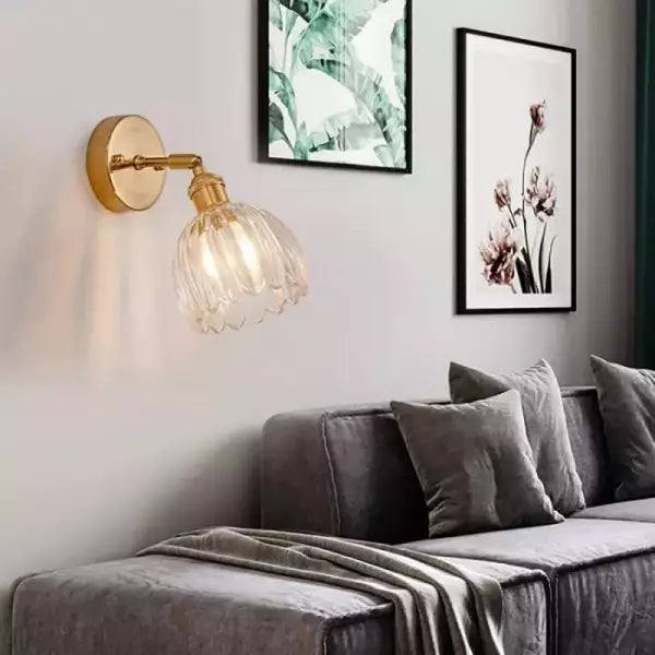 Aplique de Pared Vintage de Vidrio y Latón