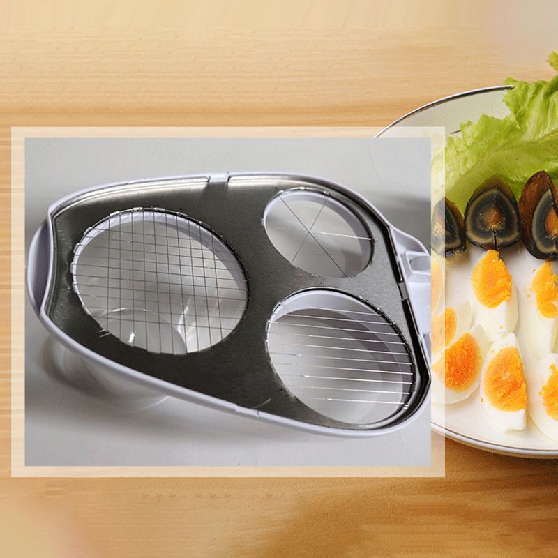 Cortador de huevos 3-en-1 de acero inoxidable - Cortador multifuncional para rebanadas, dados y gajos