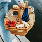 Mesa de Vino de Madera para Picnic y Aperitivo | Mesa de Vino y Aperitivos de Lujo para Exterior