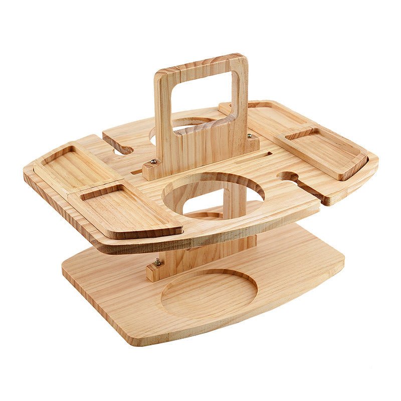 Mesa de Vino de Madera para Picnic y Aperitivo | Mesa de Vino y Aperitivos de Lujo para Exterior