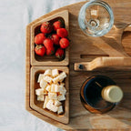 Mesa de Vino de Madera para Picnic y Aperitivo | Mesa de Vino y Aperitivos de Lujo para Exterior