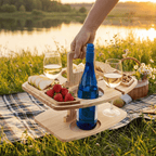 Mesa de Vino de Madera para Picnic y Aperitivo | Mesa de Vino y Aperitivos de Lujo para Exterior