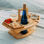 Mesa de Vino de Madera para Picnic y Aperitivo | Mesa de Vino y Aperitivos de Lujo para Exterior