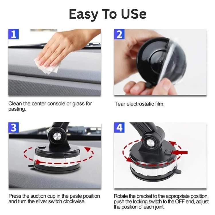 Soporte para Teléfono de Coche UltraSeguro 360 con Succión