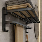 Soporte de toalla plegable con ganchos – Ahorra espacio y versátil | Ideal para baño y cocina